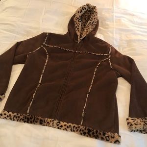 Leopard Print Telluride Faux Suede Faux Fur Hoodie